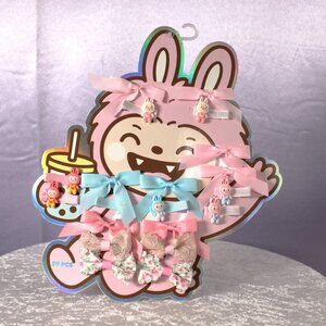 Danbar Girls Bunny Hair Clips & Bows Set – 20 Pieces – Pink & Blue – New